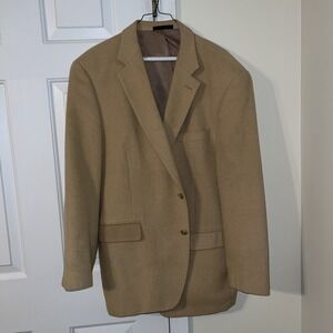 Chaps Blazer Jacket, Sport Coat Mens 44R 100 % Camel Hair Two Buttons Classic